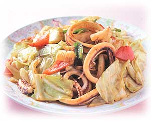 いかと野菜の辛みそ炒め